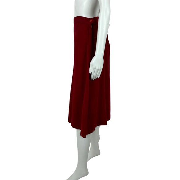 Vintage 70s Wool Skirt Women's Large Dark Red A-Line Flare High Waist - Picture 5 of 8